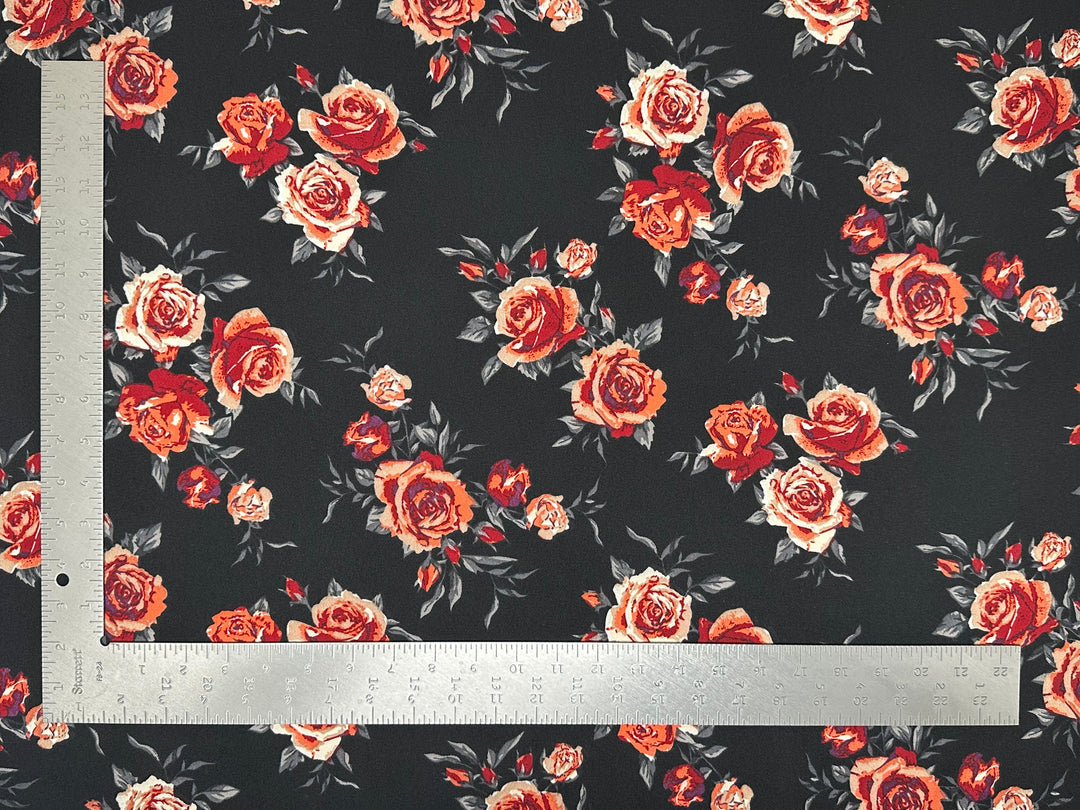1 Yard Techno Crepe Knit Floral Print Fabric Soft Stretch 60 Inch Width