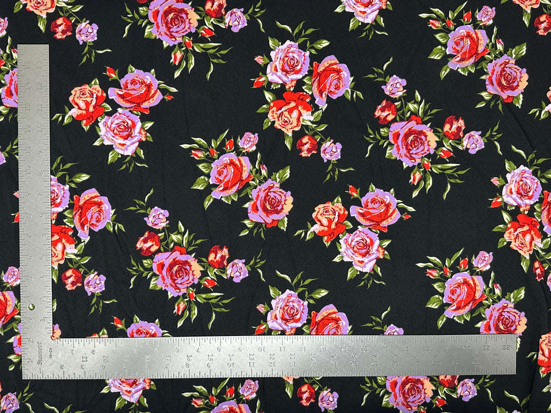 1 Yard Techno Crepe Knit Floral Print Fabric Soft Stretch 60 Inch Width