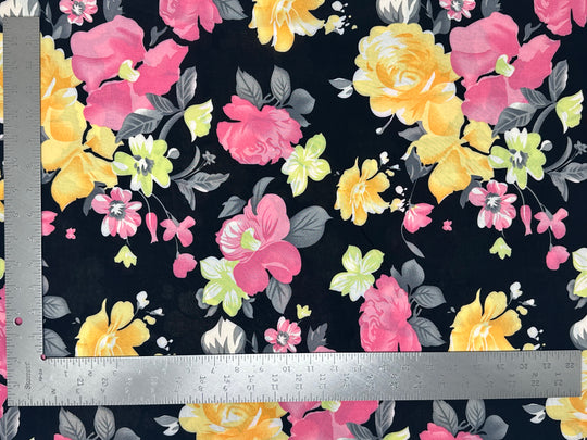 1 Yard ITY Knit Floral Print Fabric Soft Draping Stretch for Dresses Tops Skirts 58 Inches Width