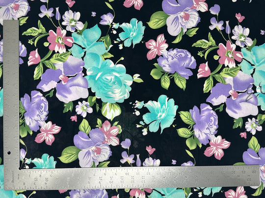 1 Yard ITY Knit Floral Print Fabric Soft Draping Stretch for Dresses Tops Skirts 58 Inches Width