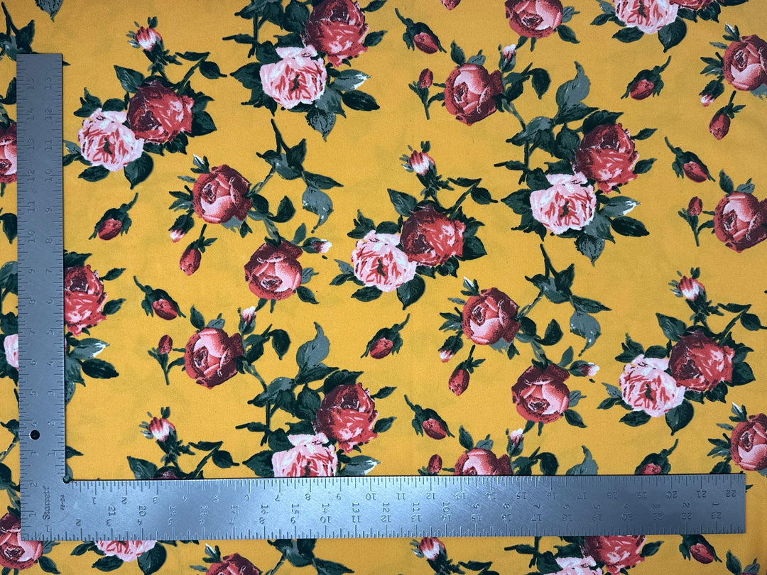 1 Yard Techno Crepe Knit Fabric Floral Pattern Soft Stretch 60 Inch Width