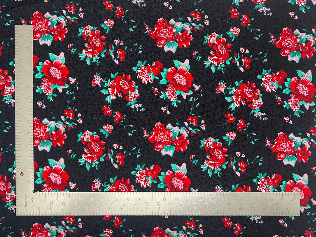 1 Yard Liverpool Knit Floral Print Fabric – Stretch Crepe Fabric for Dresses, Tops, and Bows – 58 Inch