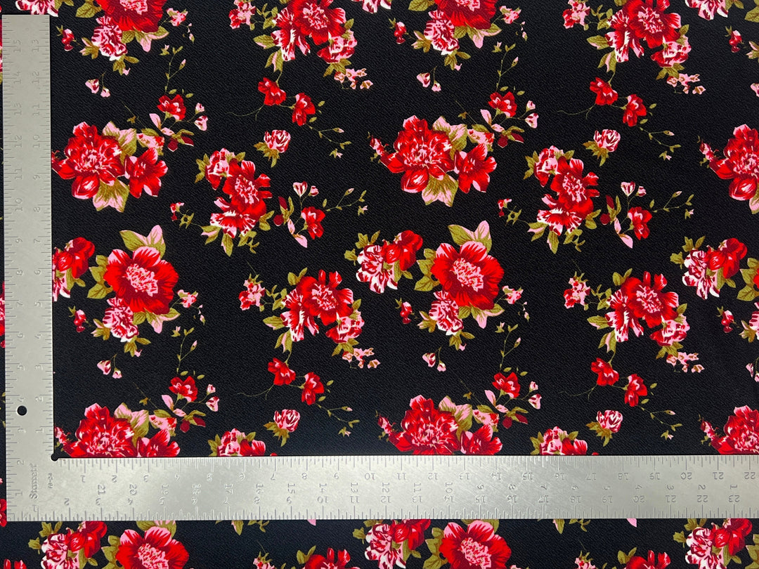 1 Yard Liverpool Knit Floral Print Fabric – Stretch Crepe Fabric for Dresses, Tops, and Bows – 58 Inch