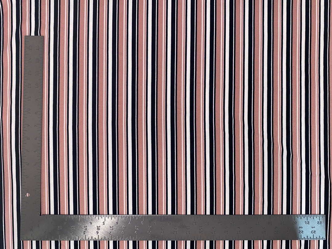 1 Yard Techno Crepe Knit Multicolor Stripe Print Fabric Lightweight Stretch 60 Inch Width