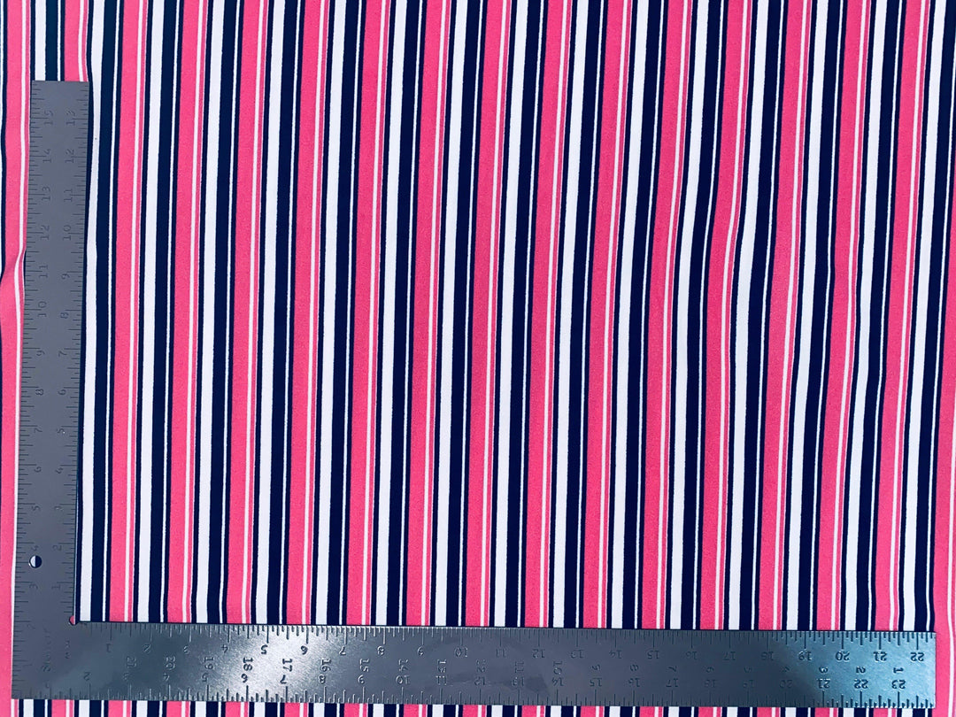 1 Yard Techno Crepe Knit Multicolor Stripe Print Fabric Lightweight Stretch 60 Inch Width