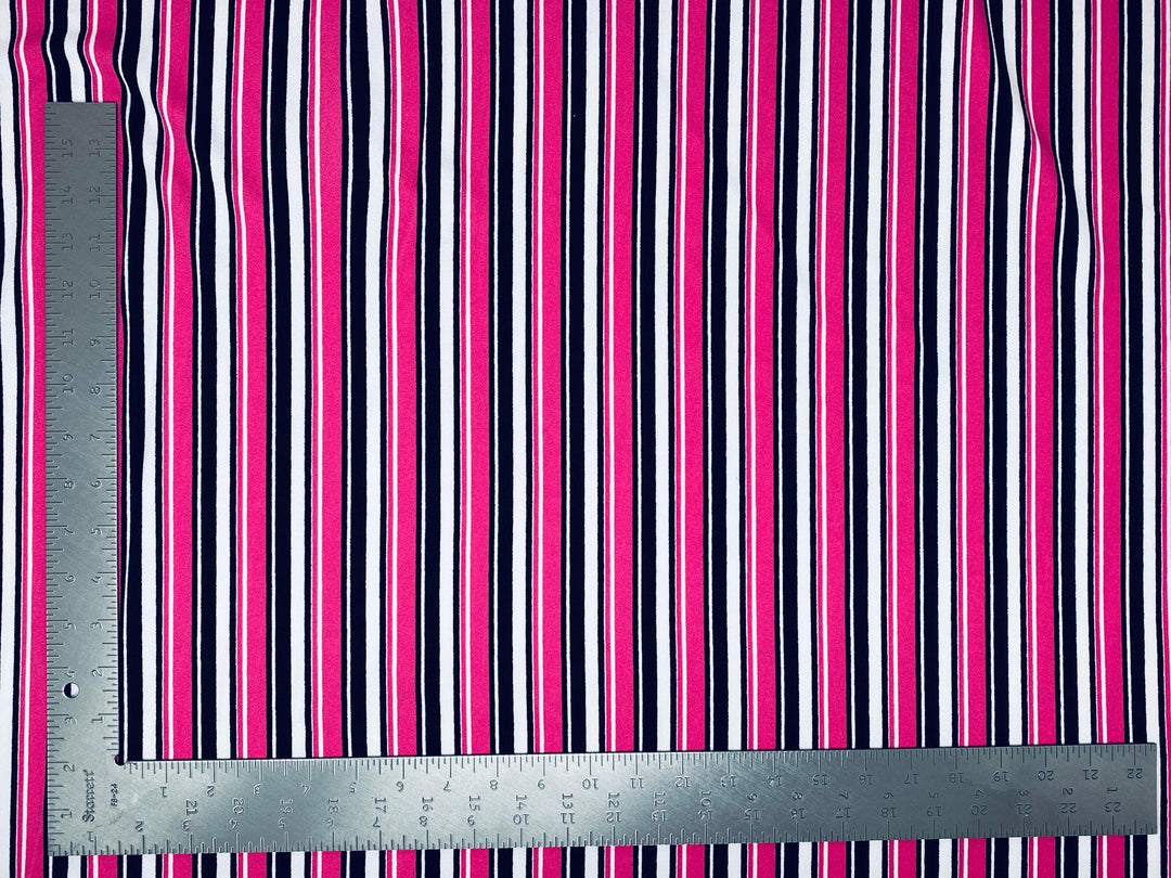 1 Yard Techno Crepe Knit Multicolor Stripe Print Fabric Lightweight Stretch 60 Inch Width