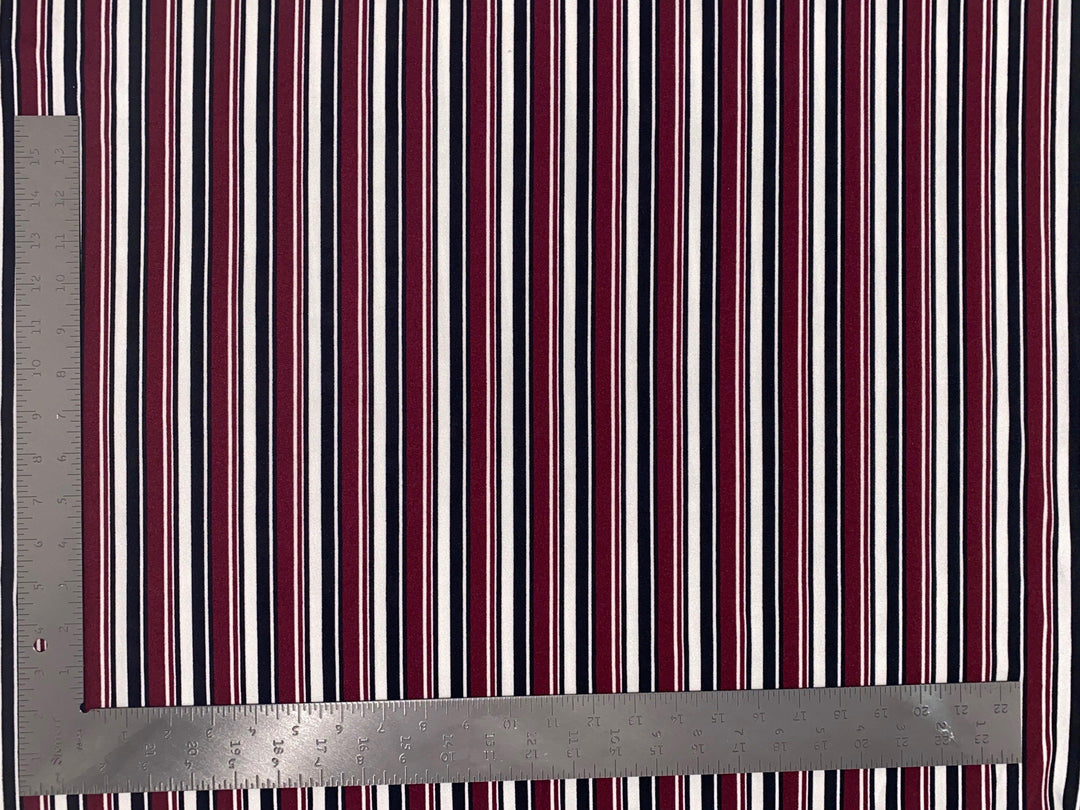 1 Yard Techno Crepe Knit Multicolor Stripe Print Fabric Lightweight Stretch 60 Inch Width
