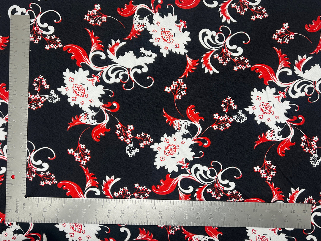 1 Yard Liverpool Knit Floral Print Fabric – Stretch Textured Floral Fabric for Garments and Headwraps – 58 Inch