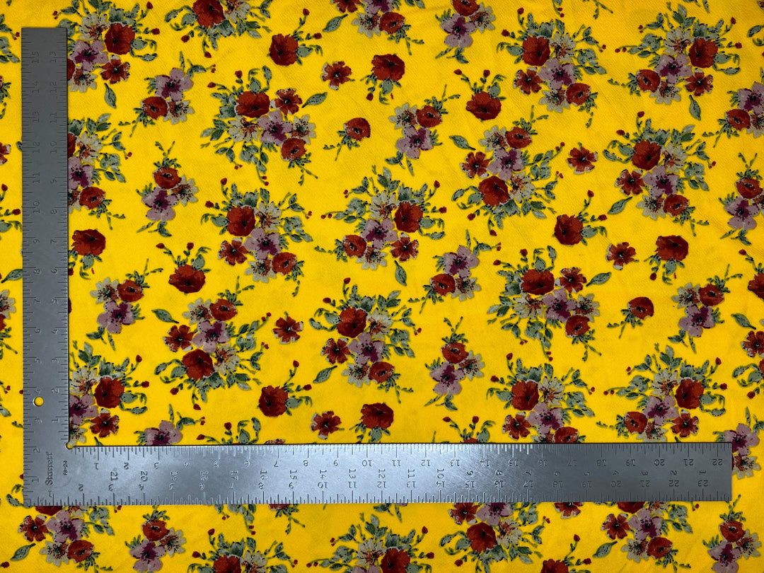 1 Yard Liverpool Knit Floral Print Fabric – Stretch Crepe Texture Floral Knit for Sewing and Apparel – 58" Width