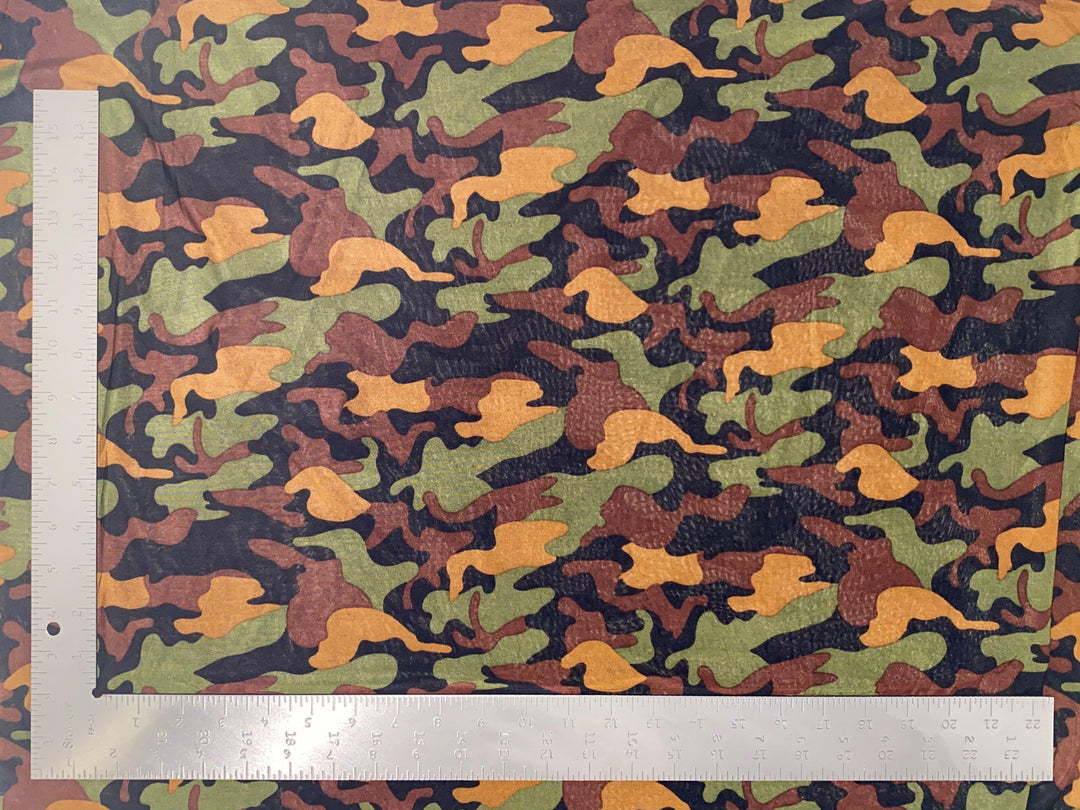 1 Yard ITY Knit Army Print Fabric for Activewear and Apparel 60 Inches Wide