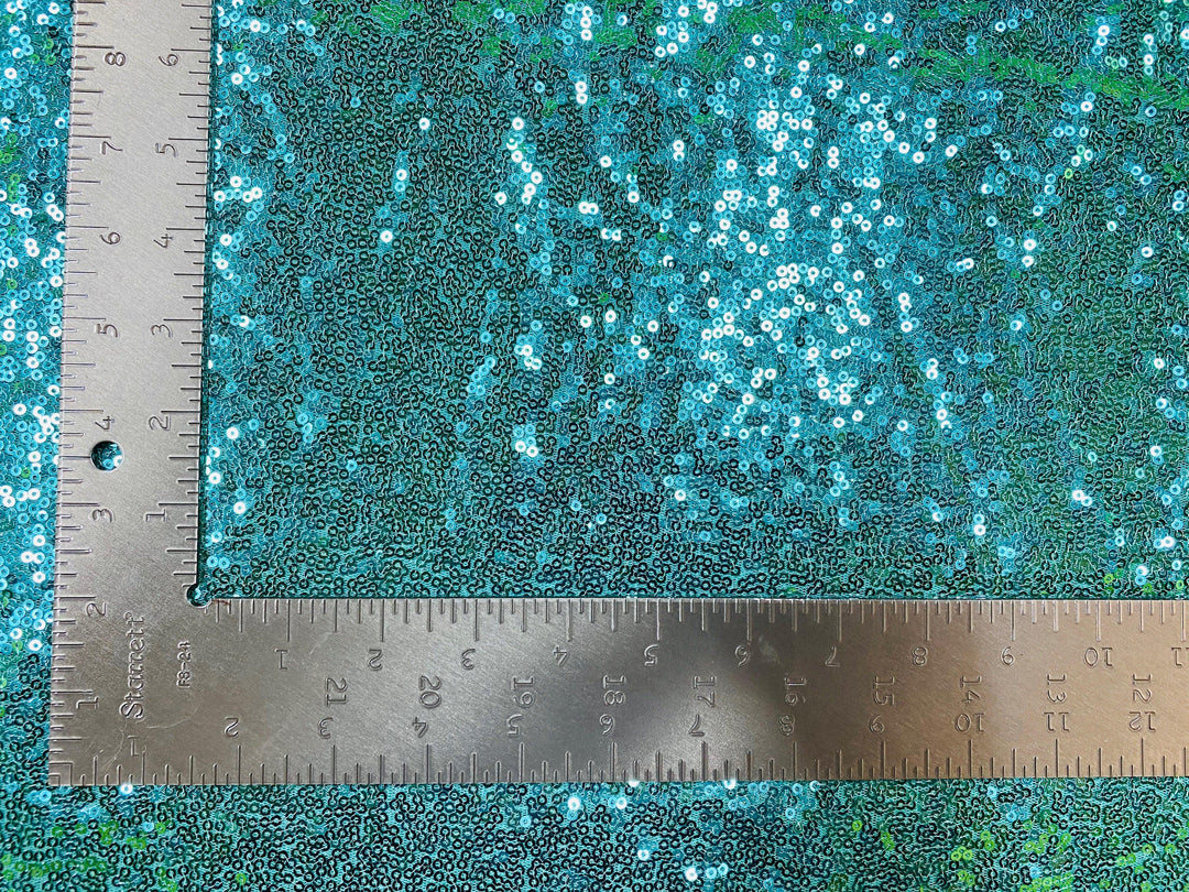 1 Yard 3mm Mini Shiny Sequins on Poly Spandex Mesh Fabric Sparkly Stretch 60 Inch Width