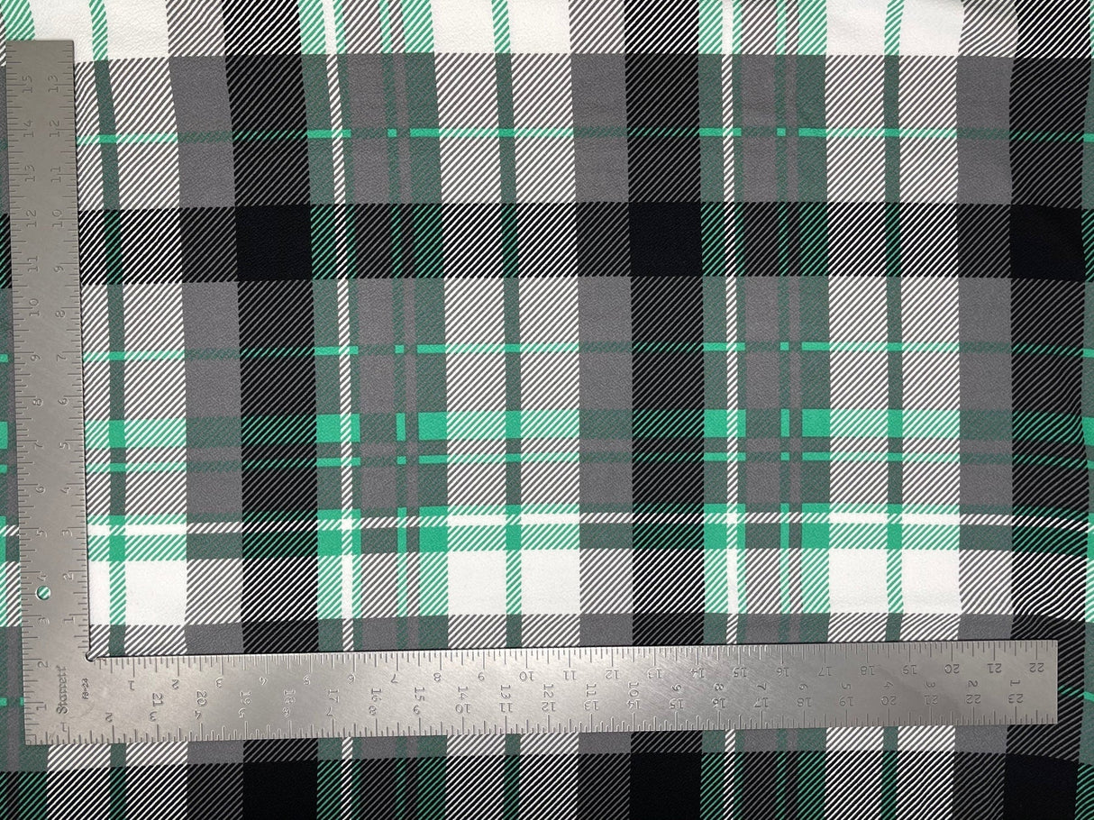 1 yard Liverpool plaid print knit fabric soft stretch material for skirts dresses tops 60 inches wide