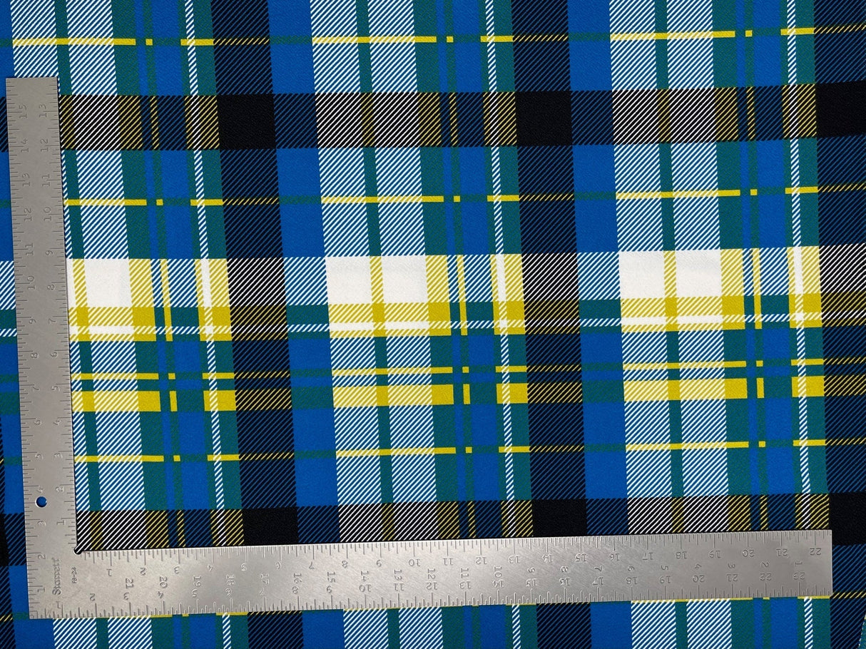 1 yard Liverpool plaid print knit fabric soft stretch material for skirts dresses tops 60 inches wide