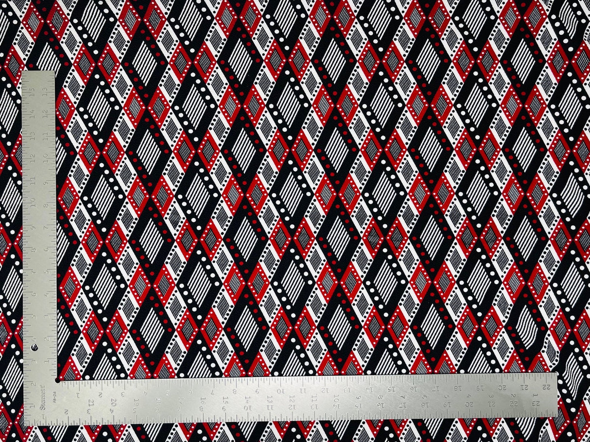 1 Yard Geometric Liverpool Knit Fabric – 60" Wide Stretch Crepe for Bold, Tailored Creations