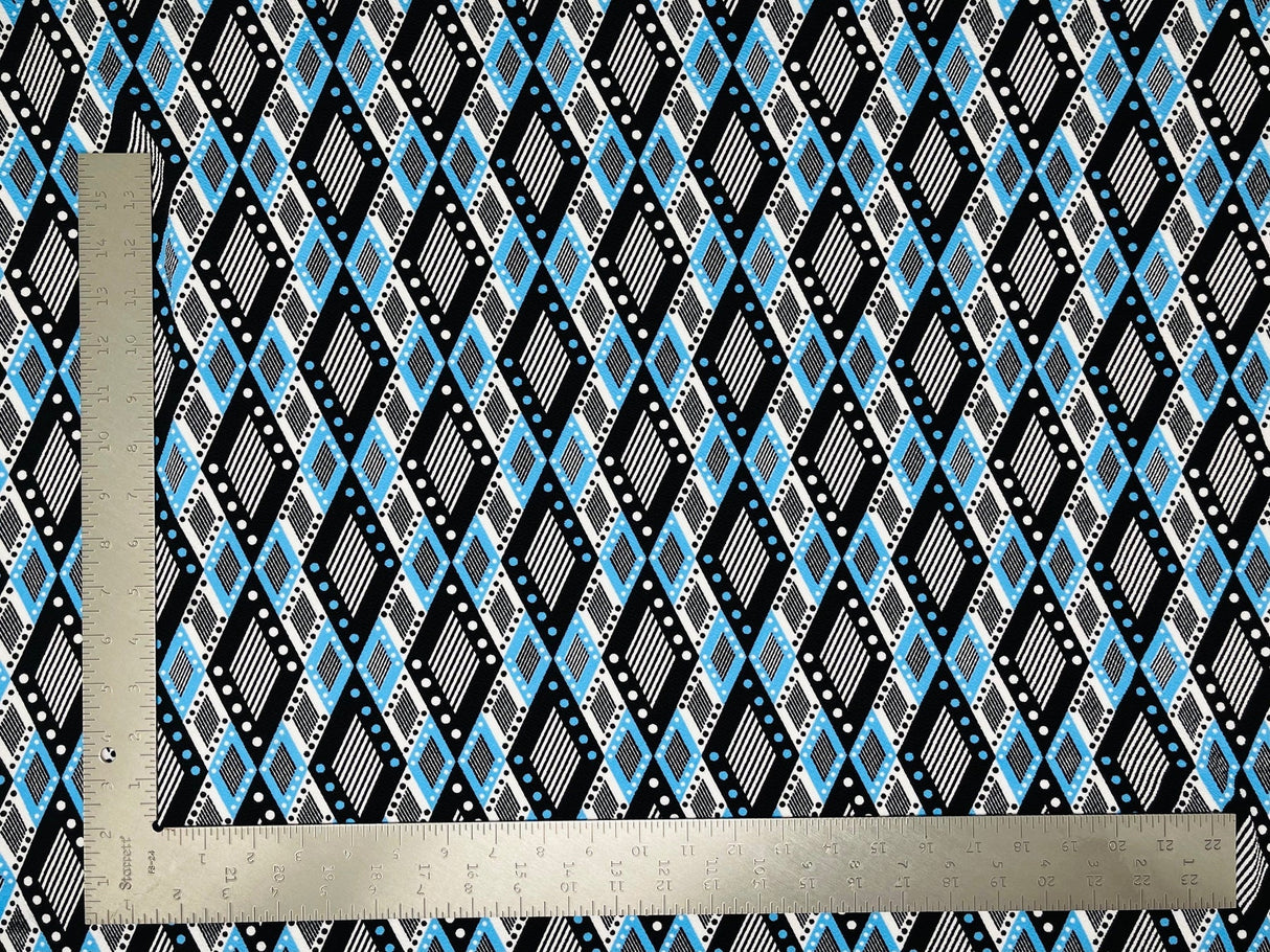 1 Yard Geometric Liverpool Knit Fabric – 60" Wide Stretch Crepe for Bold, Tailored Creations