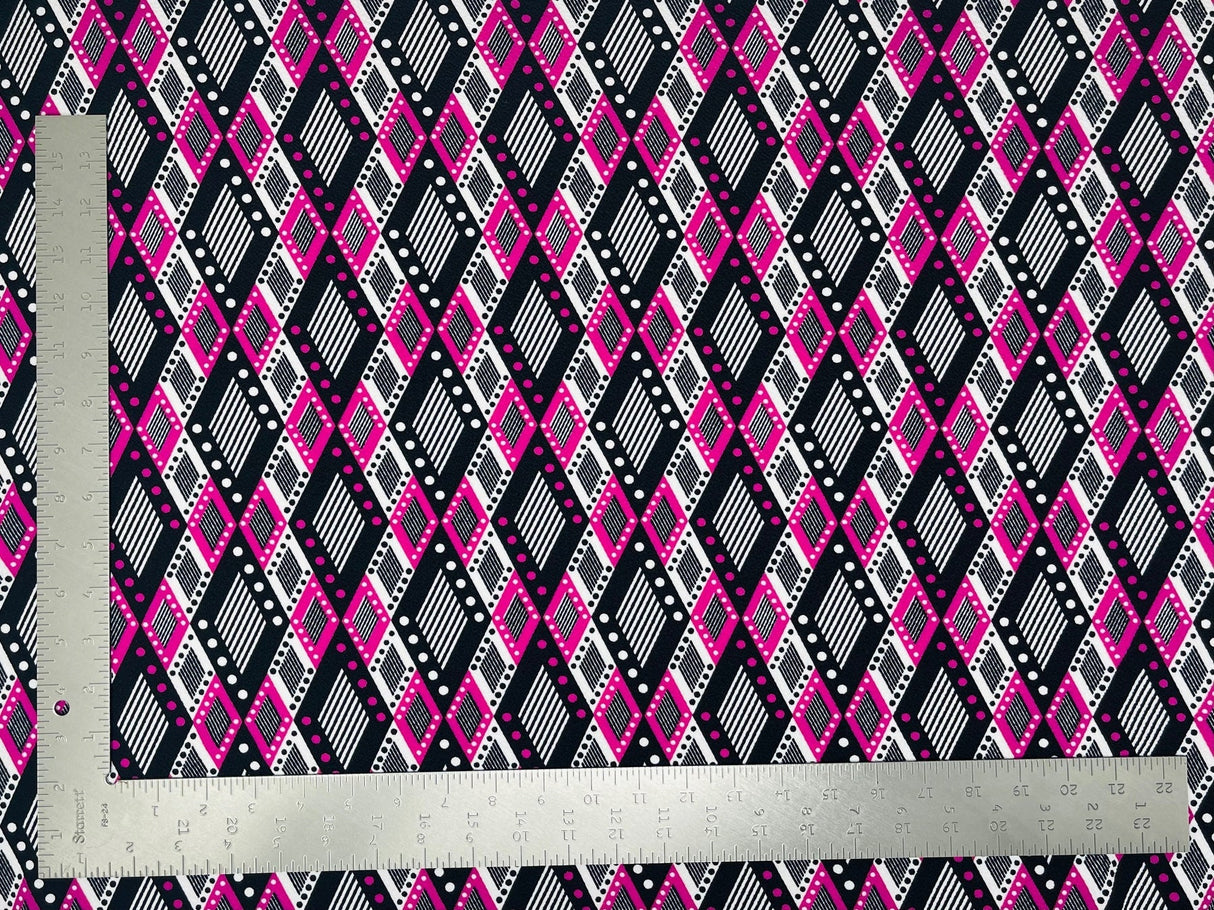 1 Yard Geometric Liverpool Knit Fabric – 60" Wide Stretch Crepe for Bold, Tailored Creations