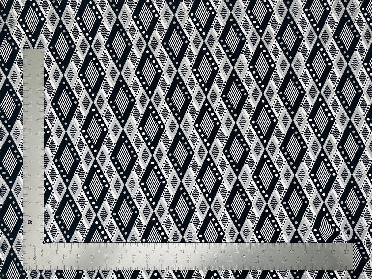 1 Yard Geometric Liverpool Knit Fabric – 60" Wide Stretch Crepe for Bold, Tailored Creations