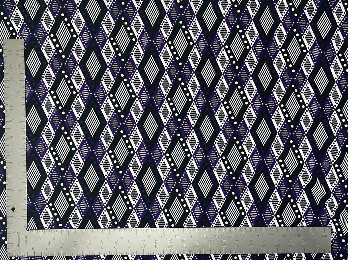 1 Yard Geometric Liverpool Knit Fabric – 60" Wide Stretch Crepe for Bold, Tailored Creations