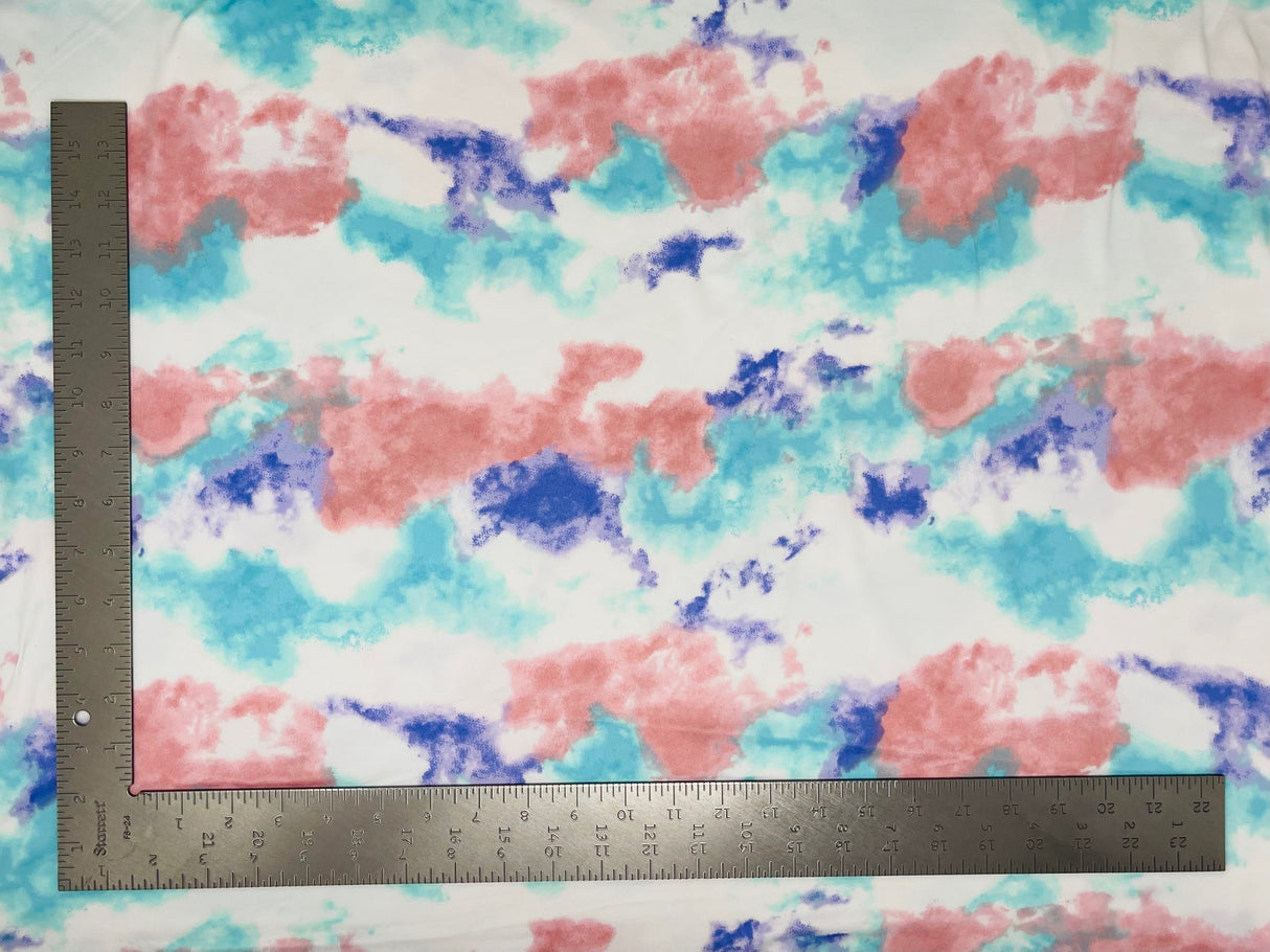 1 Yard Tie Dye DTY Double Brushed Knit Fabric – 60" Soft Stretch Fabric for Bold Apparel