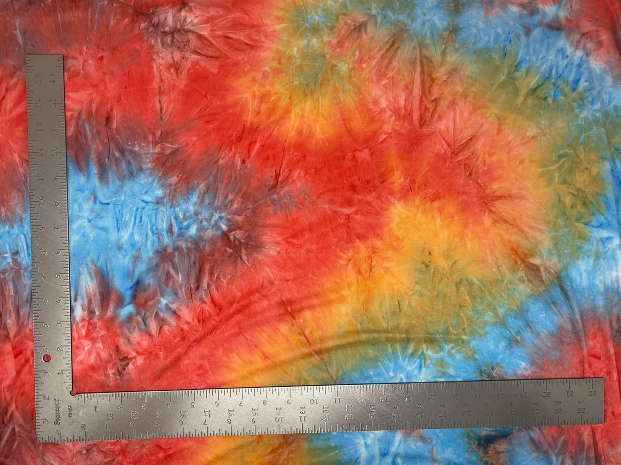 1 Yard DTY Double Sided Brushed Tie Dye Knit Fabric – Lightweight Stretch Fabric with Artistic Color Burst