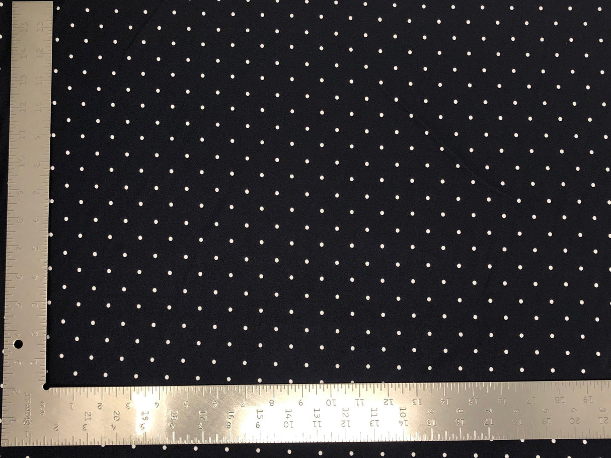 1 Yard Techno Crepe Knit Pin Polka Dot Print Fabric Stretch Textured 60 Inch Width
