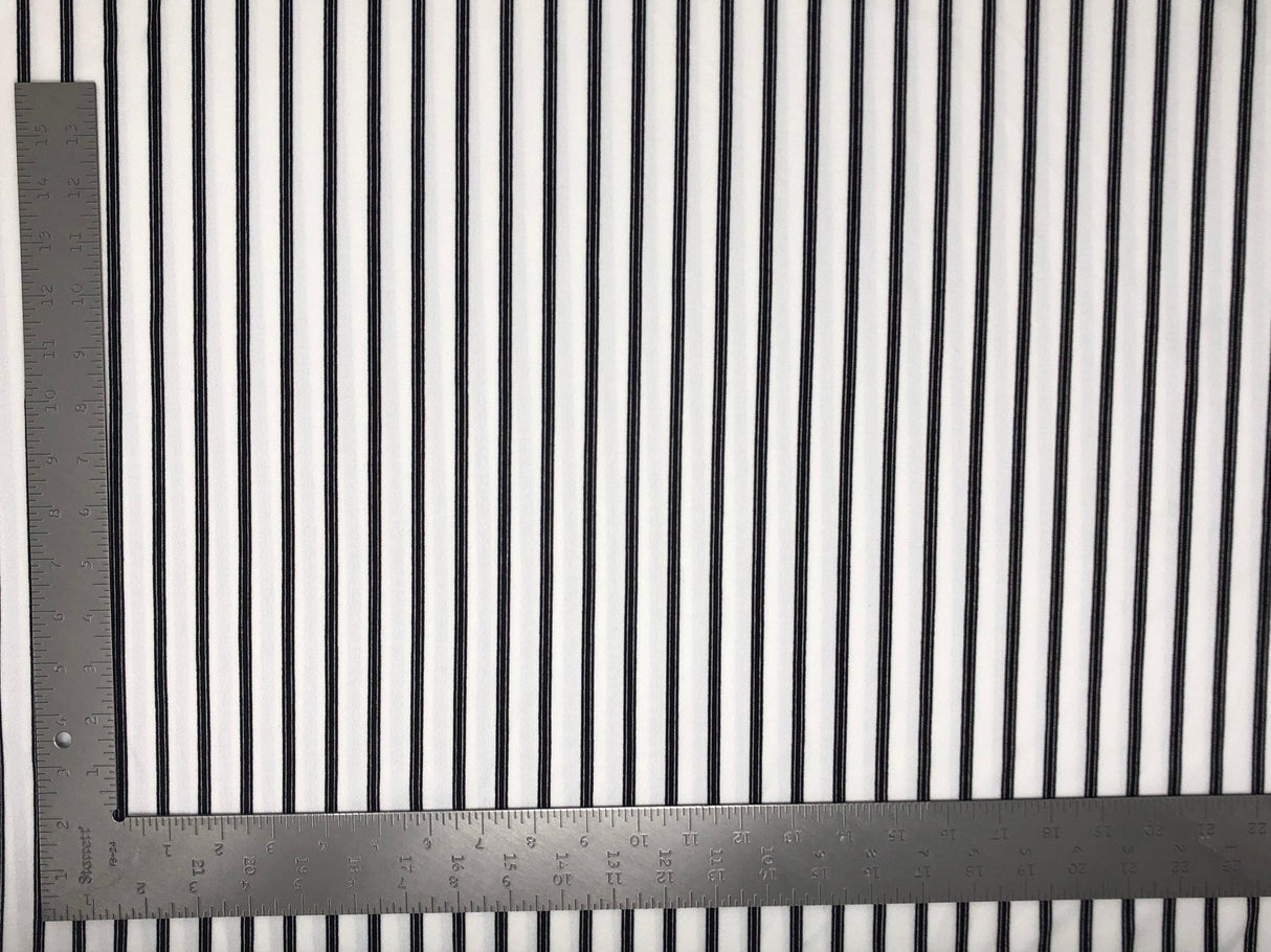 1 Yard Techno Crepe Knit Vertical Triple Stripes Print Fabric Stretch Textured 60 Inch Width