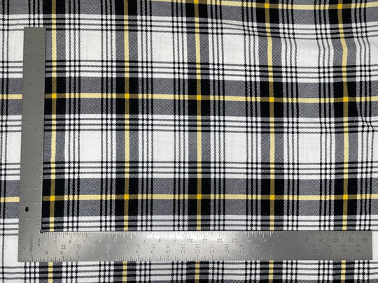 1 Yard Liverpool Knit Plaid Print Fabric – Medium Weight Stretch Crepe for Apparel and Accessories 58" 60" Width