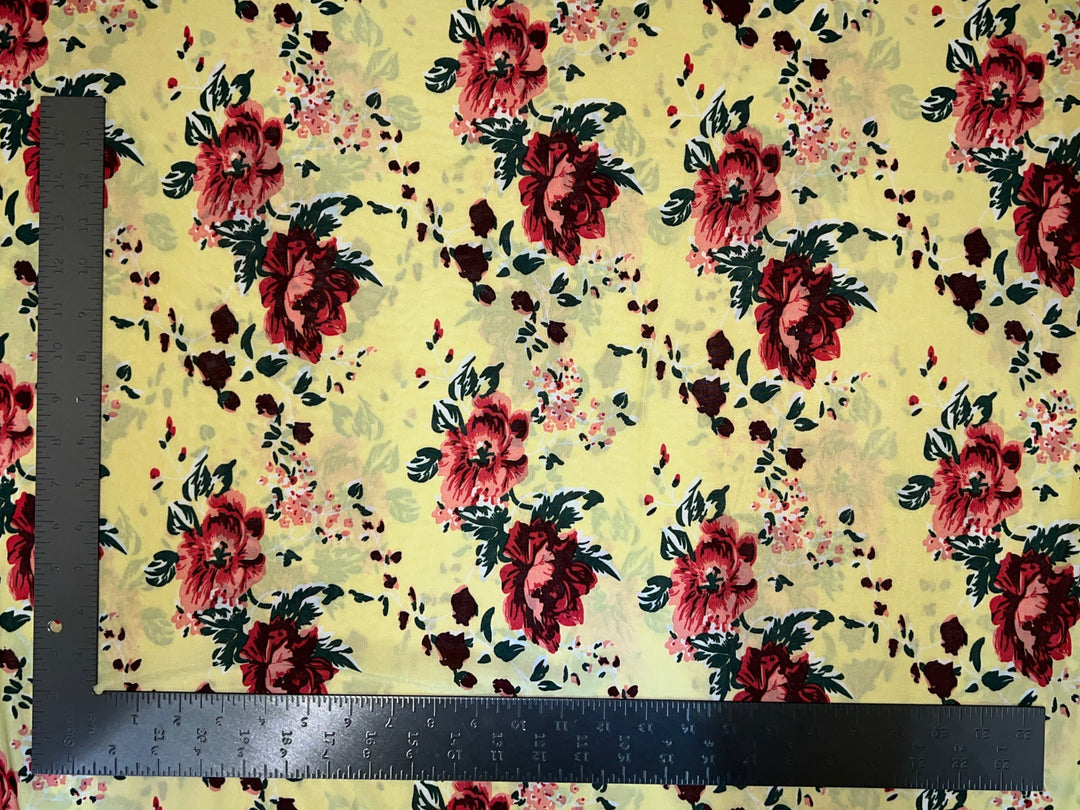 1 Yard Soft ITY Knit Floral Print Fabric For Dresses Tops Skirts Apparel Projects 60 Inch Wide