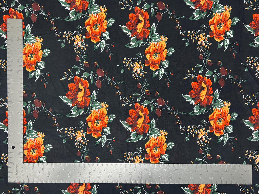 1 Yard Soft ITY Knit Floral Print Fabric For Dresses Tops Skirts Apparel Projects 60 Inch Wide