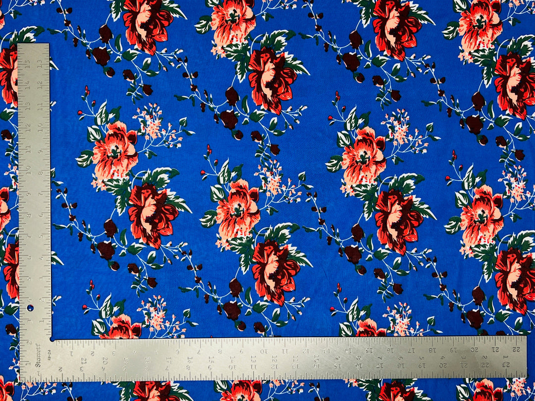 1 Yard Soft ITY Knit Floral Print Fabric For Dresses Tops Skirts Apparel Projects 60 Inch Wide