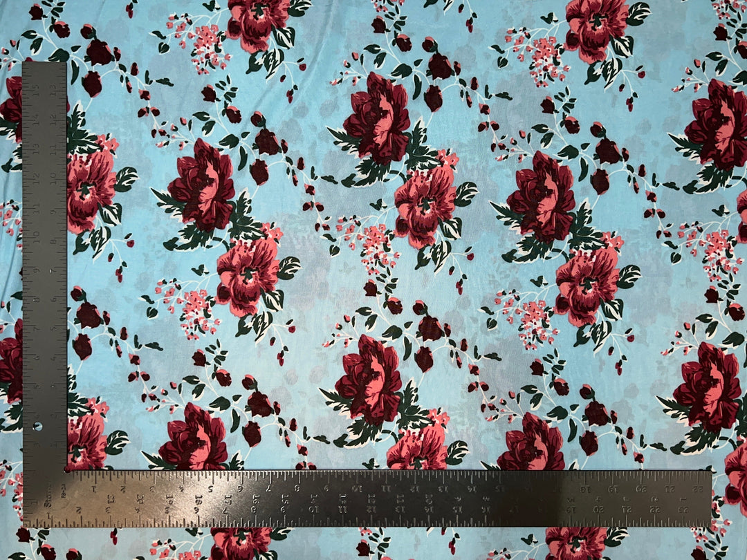 1 Yard Soft ITY Knit Floral Print Fabric For Dresses Tops Skirts Apparel Projects 60 Inch Wide