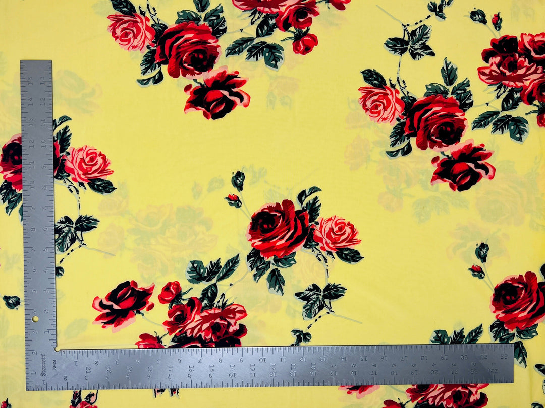 1 Yard Soft ITY Knit Floral Print Fabric For Dresses Tops Skirts Apparel Projects 60 Inch Wide