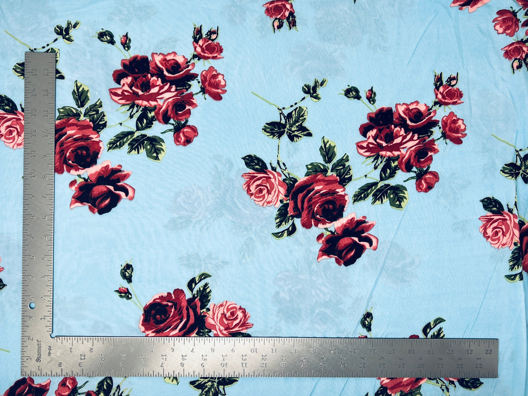 1 Yard Soft ITY Knit Floral Print Fabric For Dresses Tops Skirts Apparel Projects 60 Inch Wide