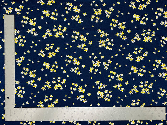 1 Yard Liverpool Knit Floral Print Fabric with Stretch Textured Finish for Dresses and Tops 58 inch Width