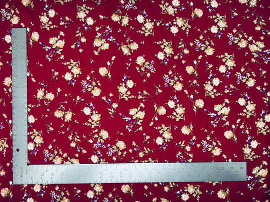 1 Yard Stretch Liverpool Floral Knit Fabric for Garments with Textured Finish and 2 Way Stretch 58 inch Width