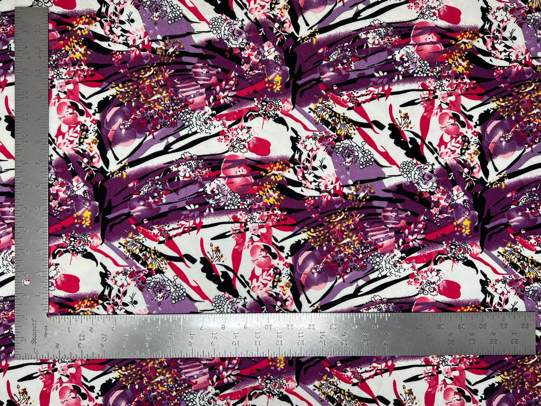 1 Yard Stretch Liverpool Floral Knit Fabric for Blouses, Dresses, Tops, and Skirts Textured 58 inch