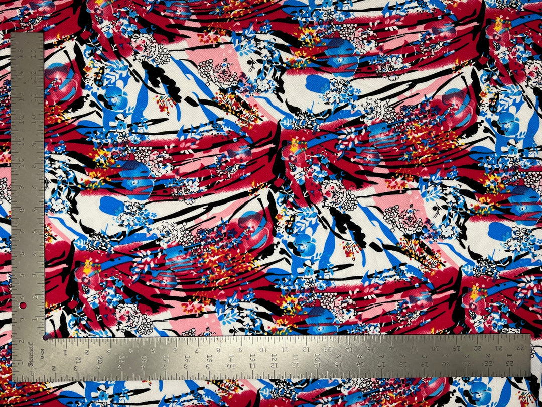 1 Yard Stretch Liverpool Floral Knit Fabric for Blouses, Dresses, Tops, and Skirts Textured 58 inch