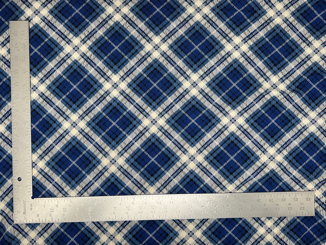 1 Yard Plaid Liverpool Knit Fabric – Stretchy Crepe Fabric for Dresses, Headbands, Skirts, Shirts – 58 Inch