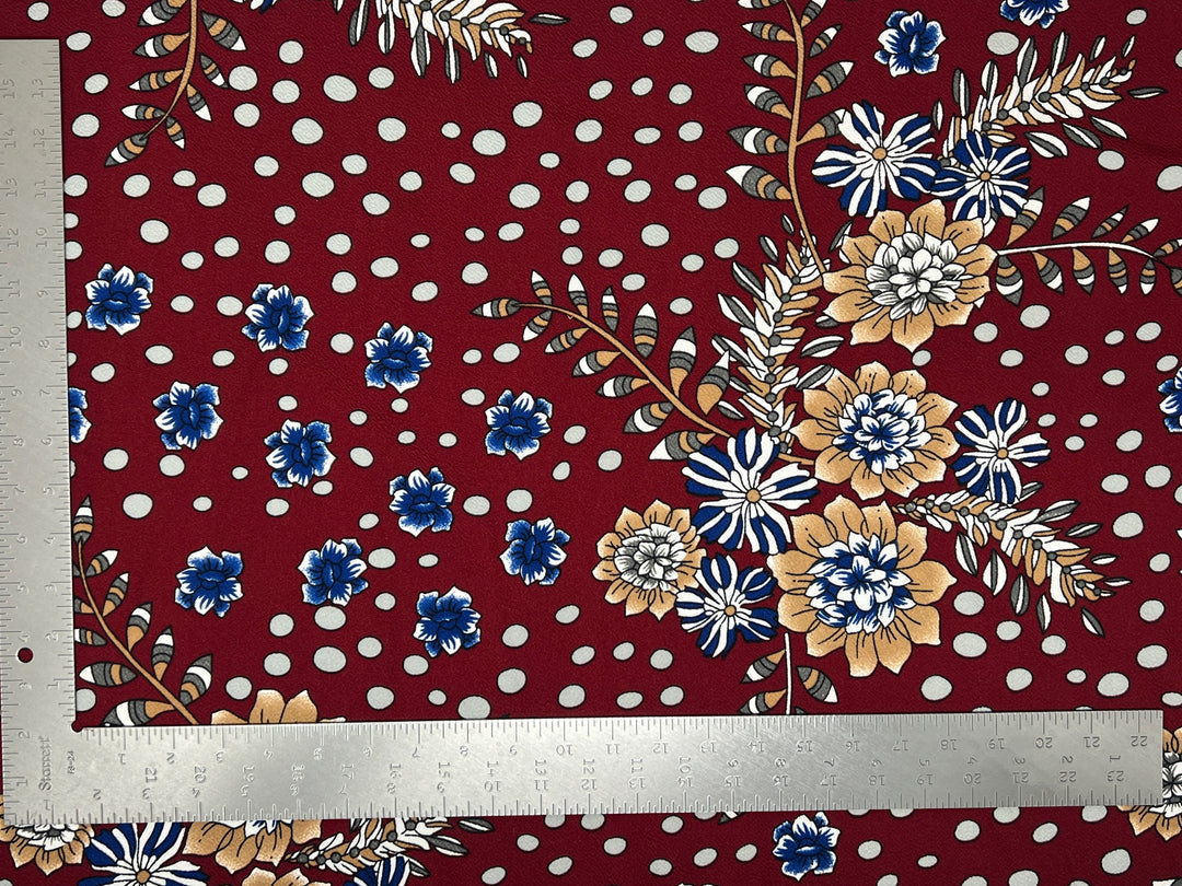 1 Yard Floral Liverpool Knit Fabric – Stretch Crepe Fabric for Dresses, Blouses, Skirts – 58 Inch