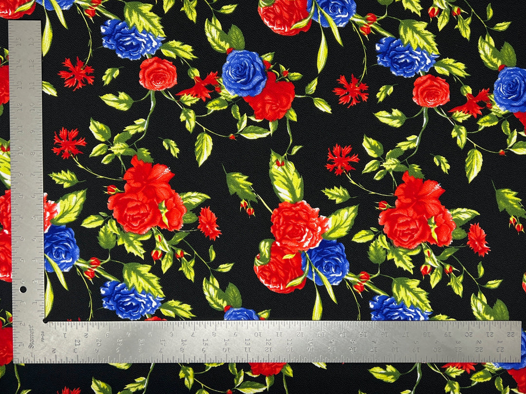 1 Yard Liverpool Knit Floral Fabric – Stretch Textured Crepe for Dresses, Tops, Skirts – 58 Inch