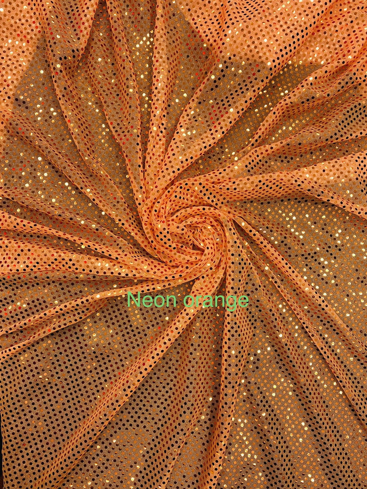 Neon Orange Small Confetti Sequin Polyester Fabric - Neon Orange, 3 Mm Sequin Dots, 42" Width (1 Yard)
