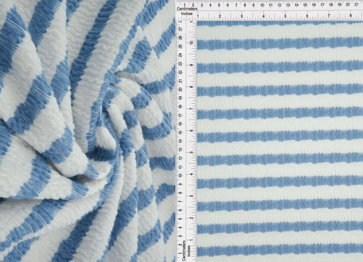 1 Yard Bubble Jacquard Stripe Fabric 230 GSM Polyester Spandex Blend 54/55" Width
