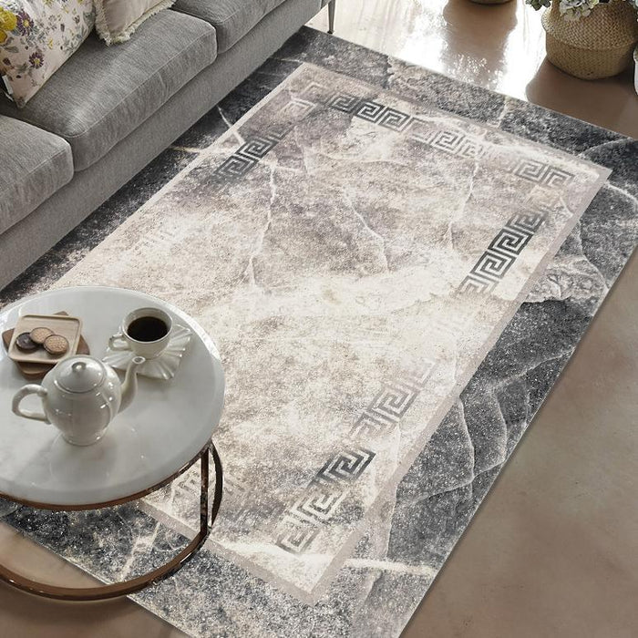 Black Gray and White Soft Plush Fluffy Lattice Design Area Rug / Carpet