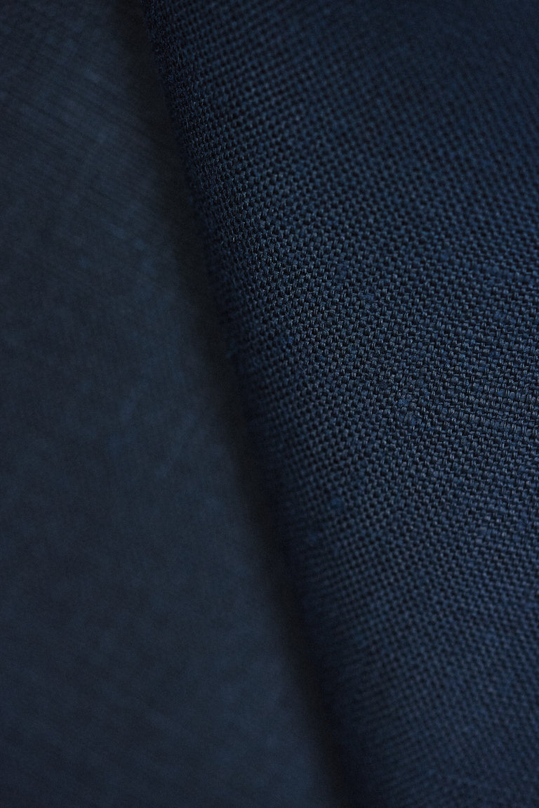 1 Yard Solid Navy Heavyweight Pure Linen Canvas Fabric 10.5 oz Softened 58 Inches Wide