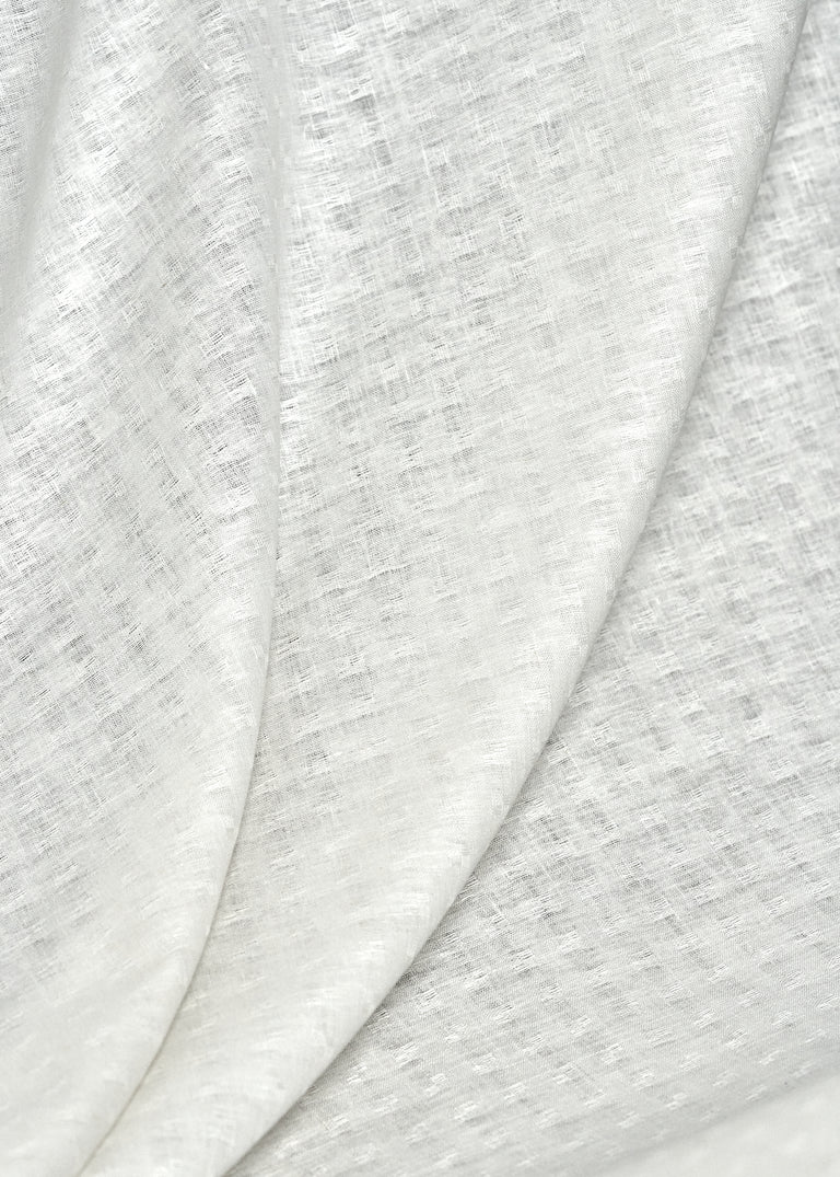 1 Yard Snow White Interwoven Squares Linen Durable Apparel Fabric 56" Width