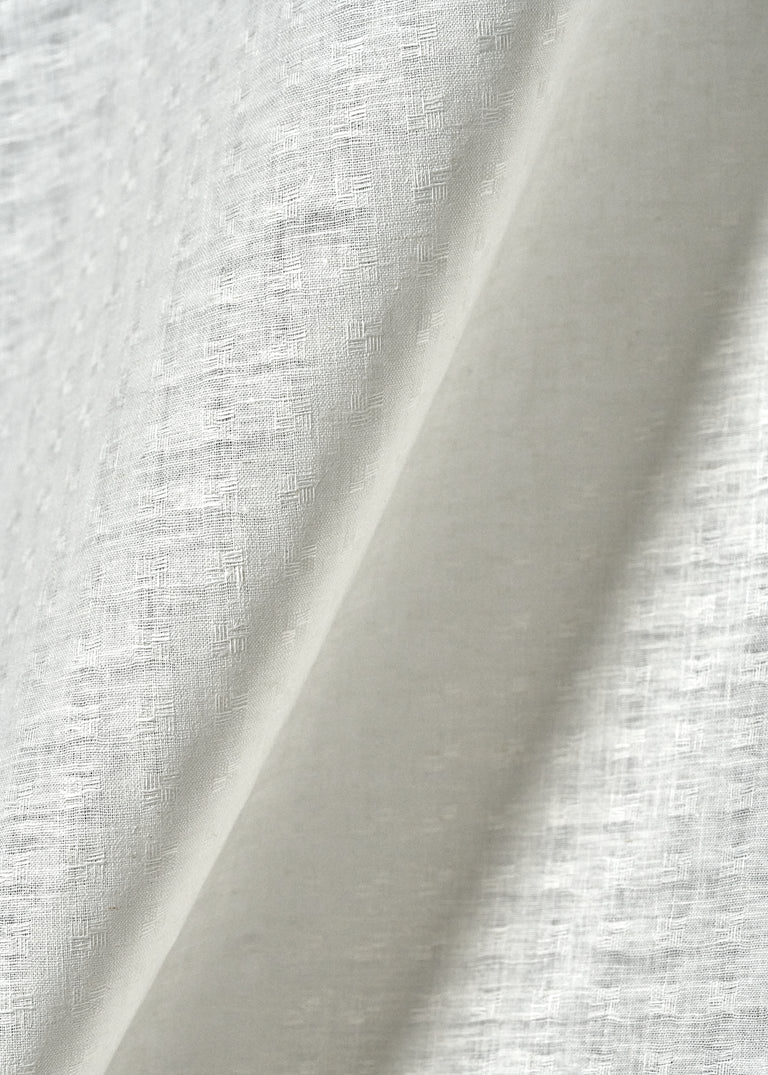1 Yard Snow White Interwoven Squares Linen Durable Apparel Fabric 56" Width