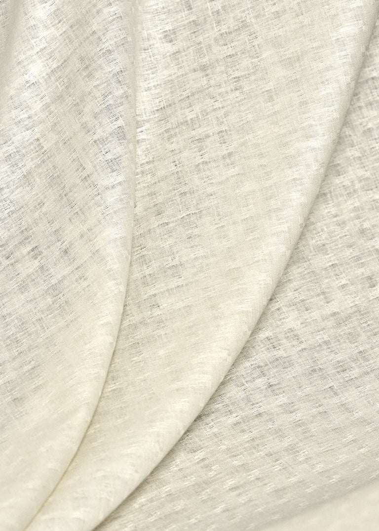 1 Yard Ivory Interwoven Squares Linen Soft Home Decor Fabric 56" Width