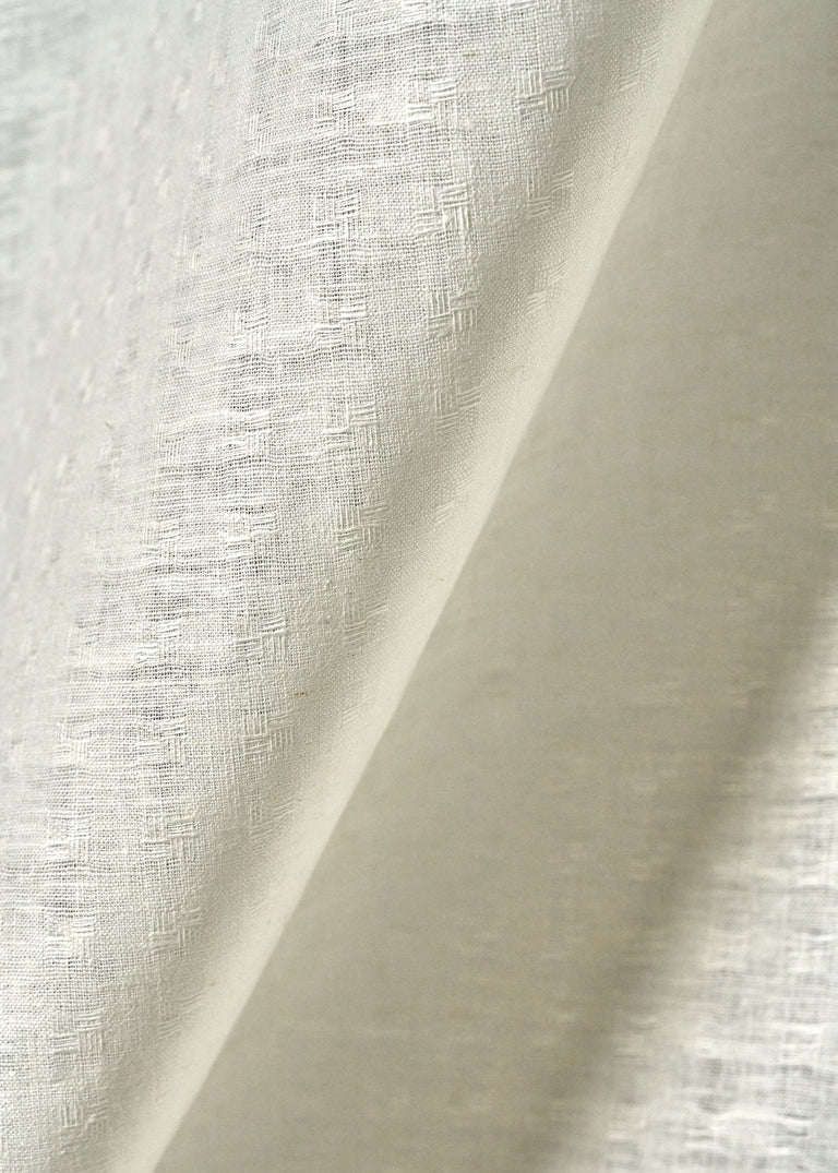 1 Yard Ivory Interwoven Squares Linen Soft Home Decor Fabric 56" Width