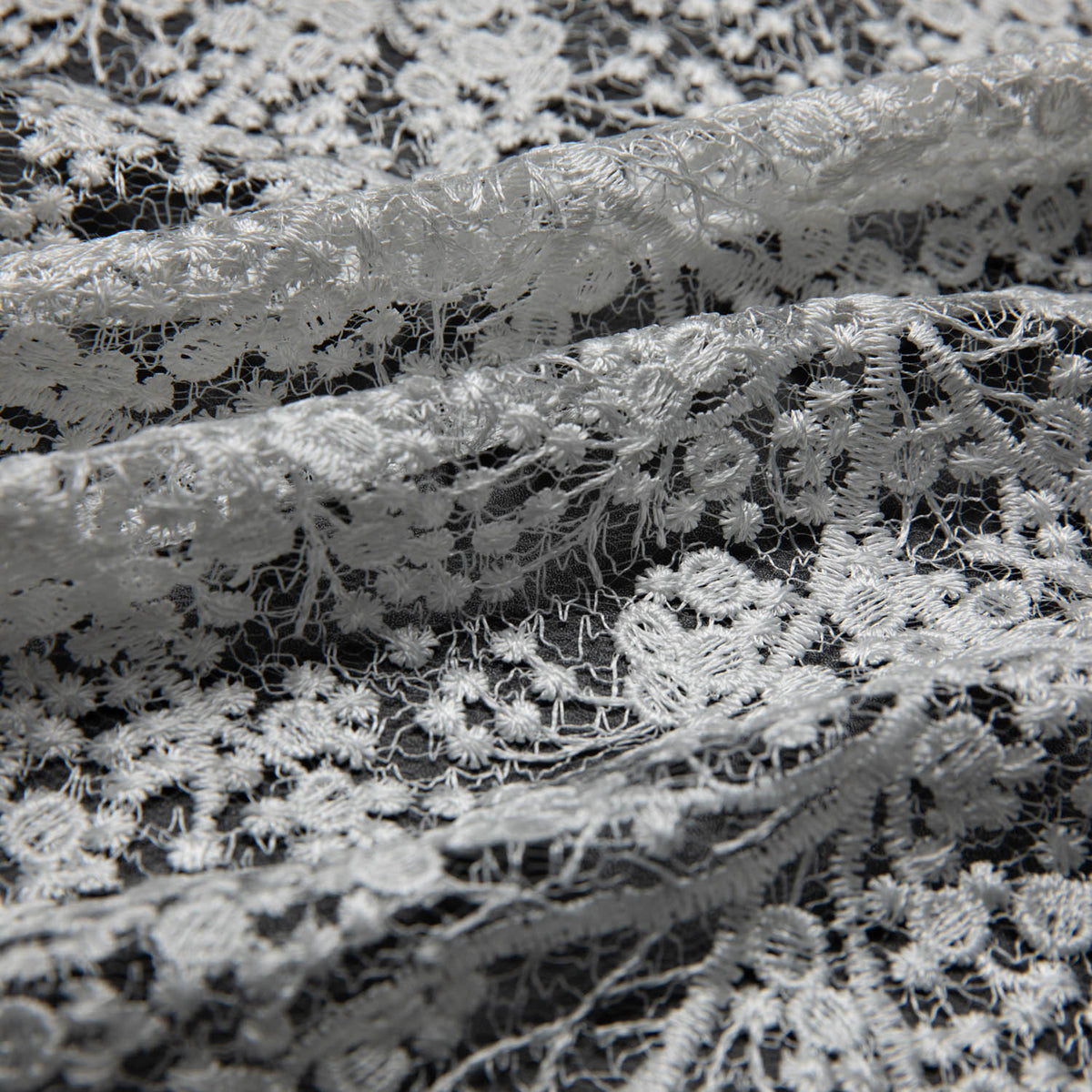 1 Yard Spider Mesh Lace Fabric with Embroidery and Beautiful Intricate Pattern, 52" Wide