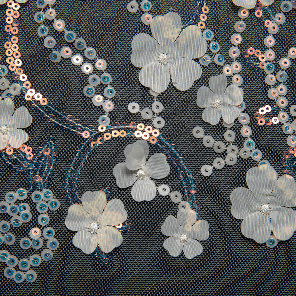 1 Yard Tulle Lace Fabric Embroidered with Applique and Incredible 3D Floral Pattern, 52" Wide